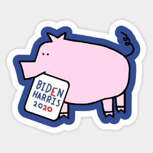 Small Pig with Biden Harris Sign Sticker